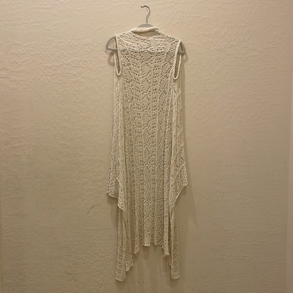DownEast Collection Cream Crochet Sleeveless Duster - Picture 2 of 3